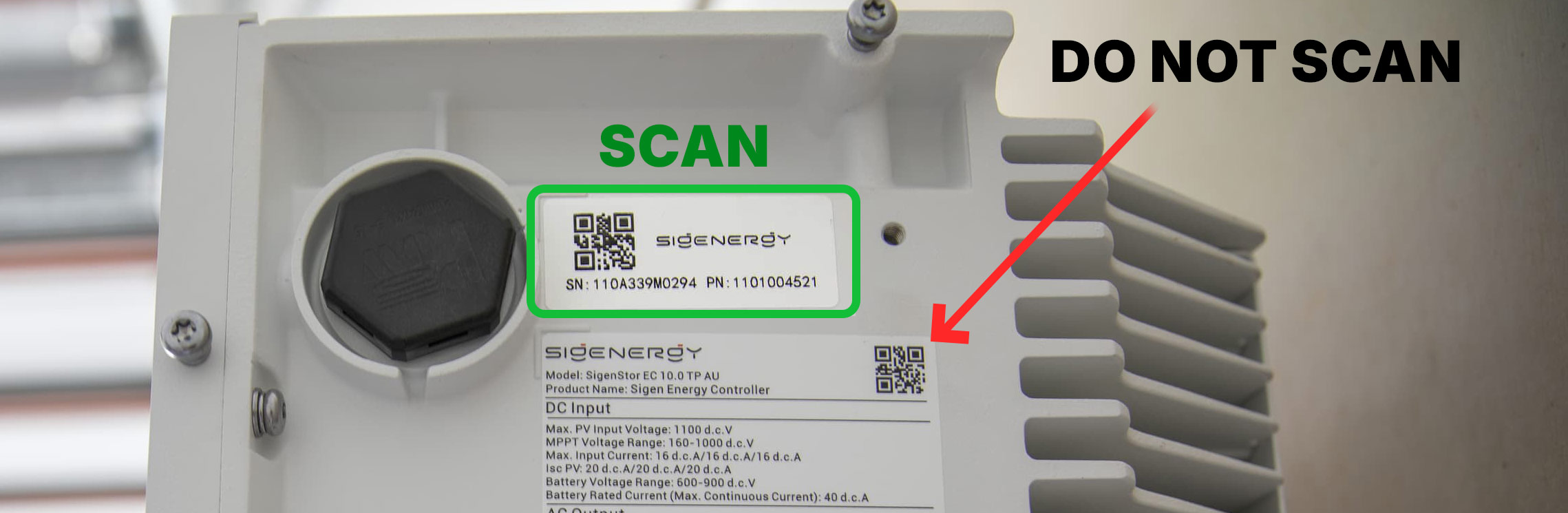 Sigenergy QR code under SN