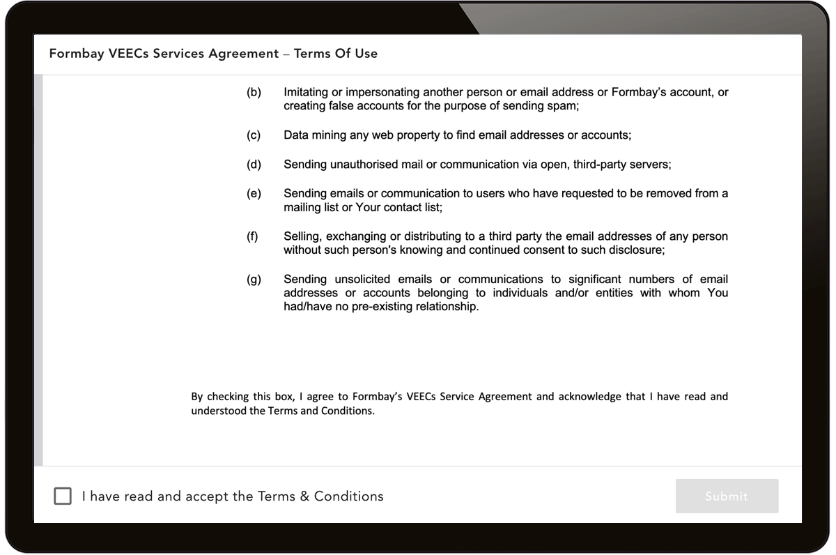 Accept Terms and Conditions